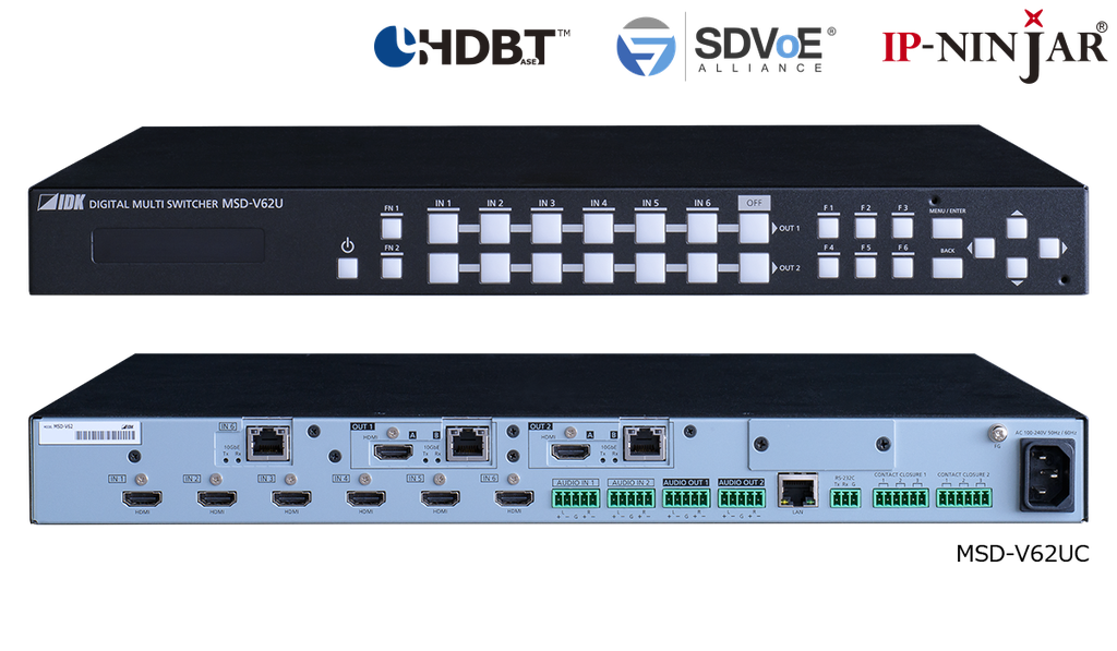 MSD-V62UT , 4K@60 Digital Multi Switcher with 6 Inputs and 2 Outputs, HDBaseT Output model